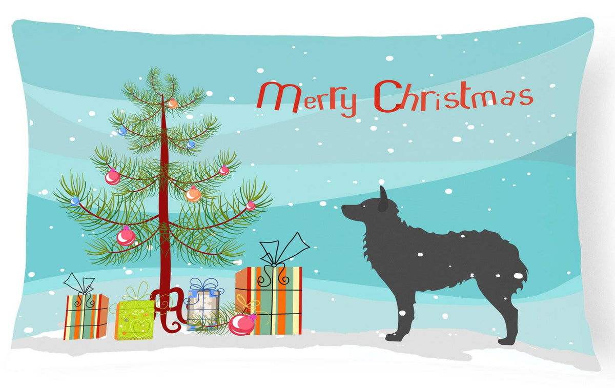 Croatian Sheepdog Merry Christmas Tree Canvas Fabric Decorative Pillow BB2939PW1216 by Caroline&#39;s Treasures