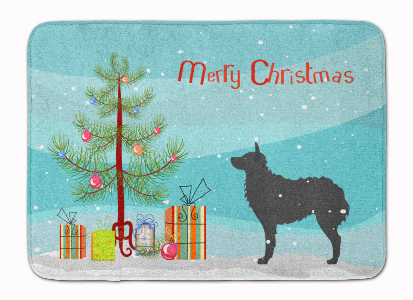 Croatian Sheepdog Merry Christmas Tree Machine Washable Memory Foam Mat BB2939RUG - the-store.com