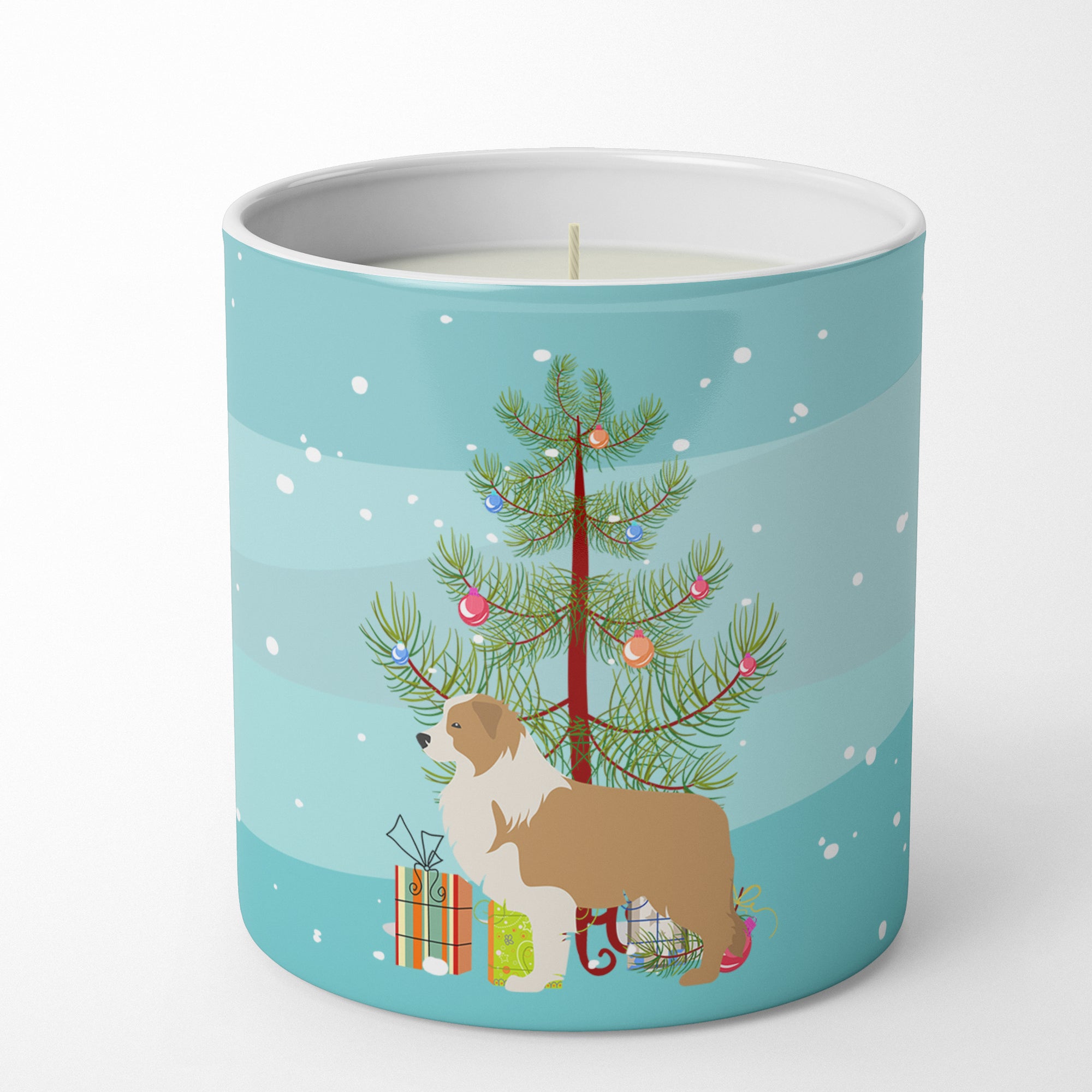 Buy this Red Border Collie Merry Christmas Tree 10 oz Decorative Soy Candle