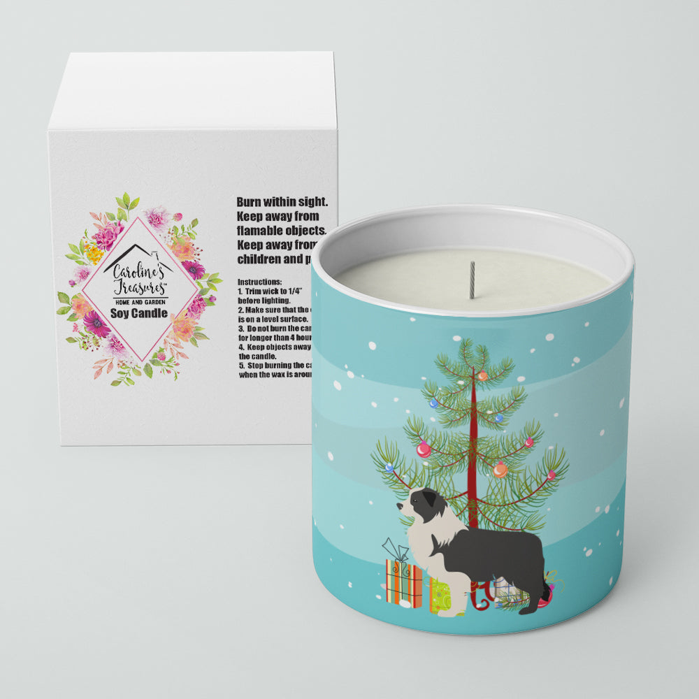 Black Border Collie Merry Christmas Tree 10 oz Decorative Soy Candle - the-store.com