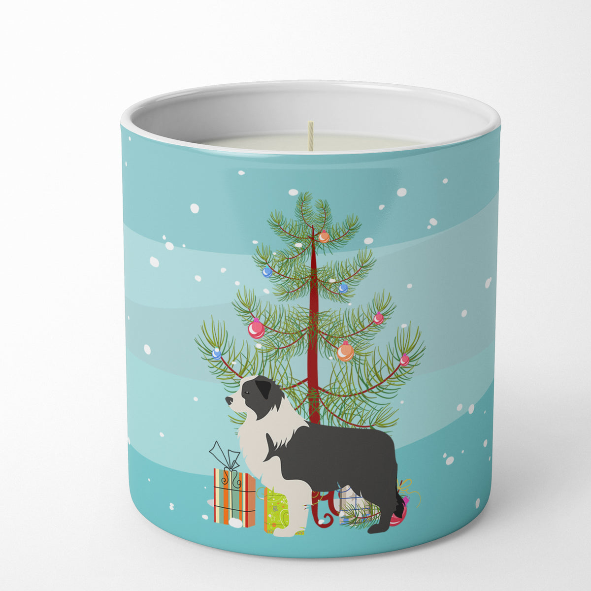 Buy this Black Border Collie Merry Christmas Tree 10 oz Decorative Soy Candle