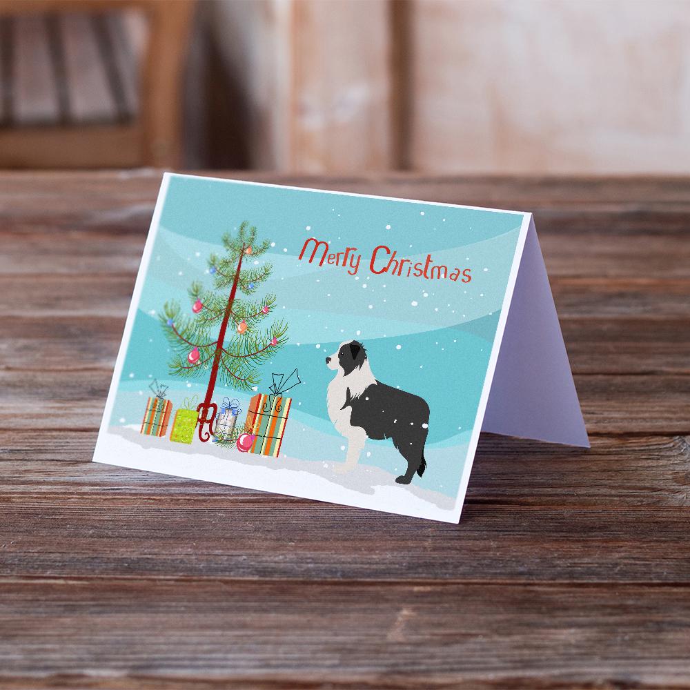 Buy this Black Border Collie Merry Christmas Tree Greeting Cards and Envelopes Pack of 8