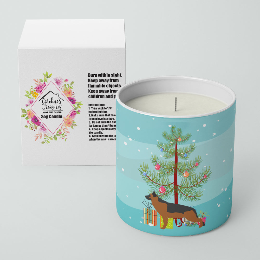 German Shepherd Merry Christmas Tree 10 oz Decorative Soy Candle - the-store.com