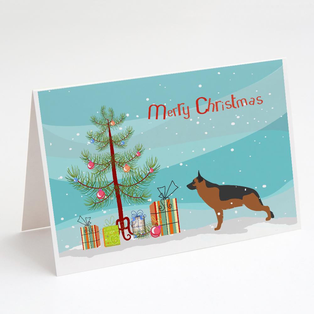 Buy this German Shepherd Merry Christmas Tree Greeting Cards and Envelopes Pack of 8