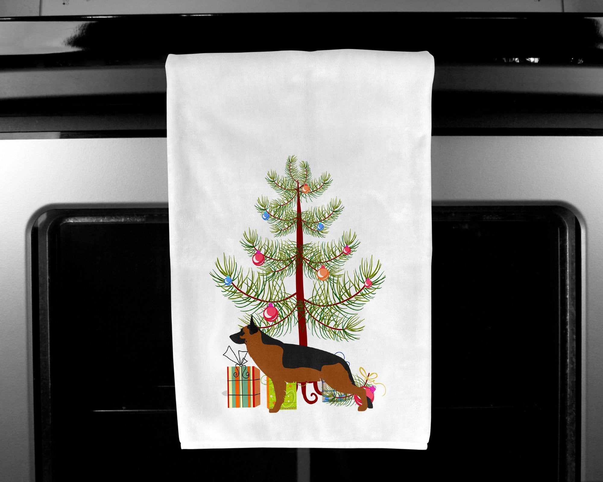 German Shepherd Merry Christmas Tree White Kitchen Towel Set of 2 BB2942WTKT by Caroline's Treasures