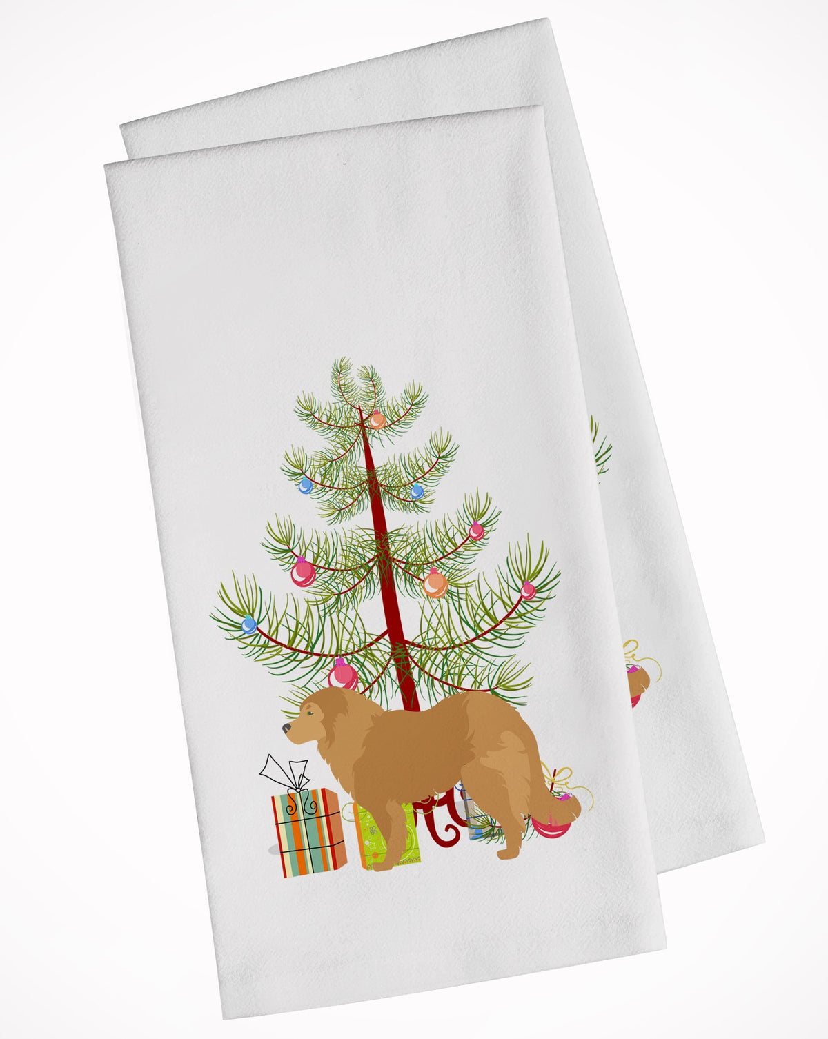 Caucasian Shepherd Dog Merry Christmas Tree White Kitchen Towel Set of 2 BB2943WTKT by Caroline&#39;s Treasures