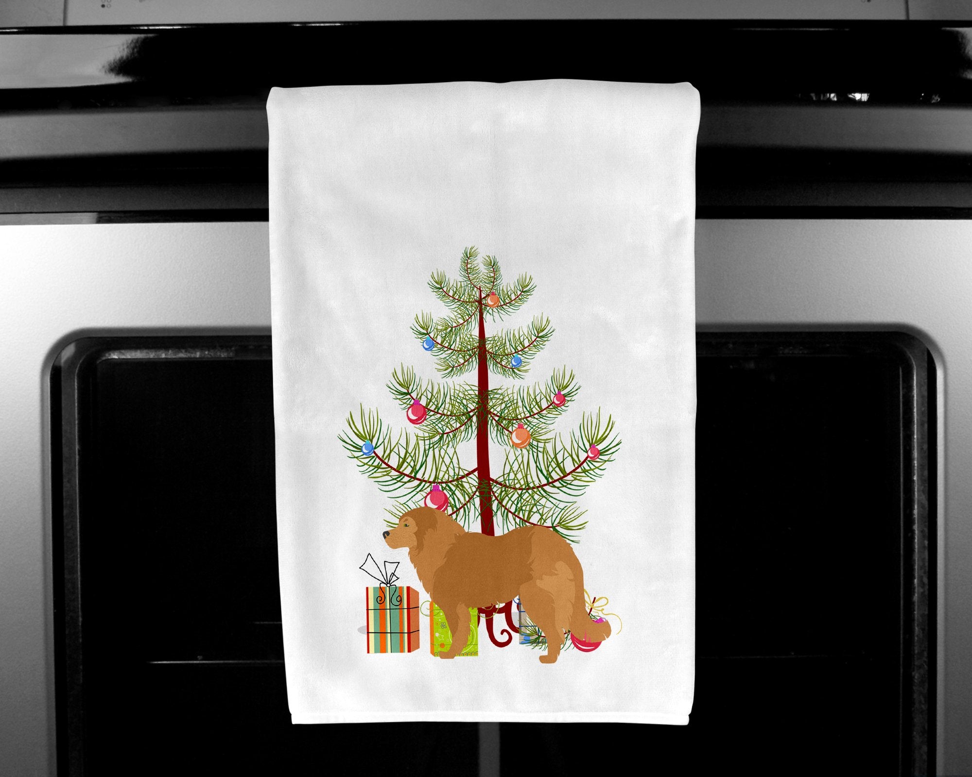 Caucasian Shepherd Dog Merry Christmas Tree White Kitchen Towel Set of 2 BB2943WTKT by Caroline's Treasures