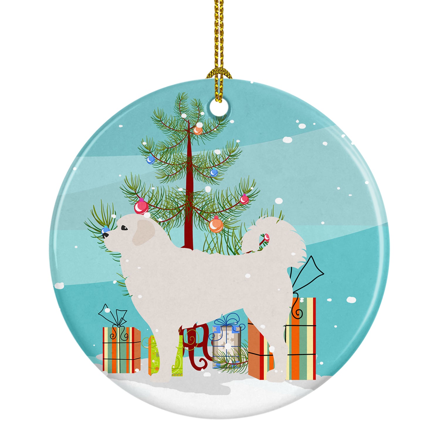 Polish Tatra Sheepdog Merry Christmas Tree Ceramic Ornament BB2945CO1 - the-store.com