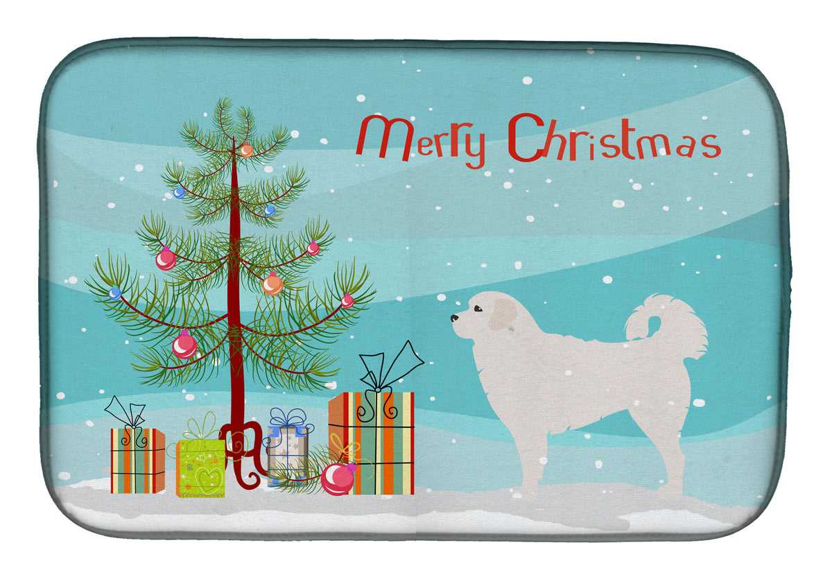 Polish Tatra Sheepdog Merry Christmas Tree Dish Drying Mat BB2945DDM