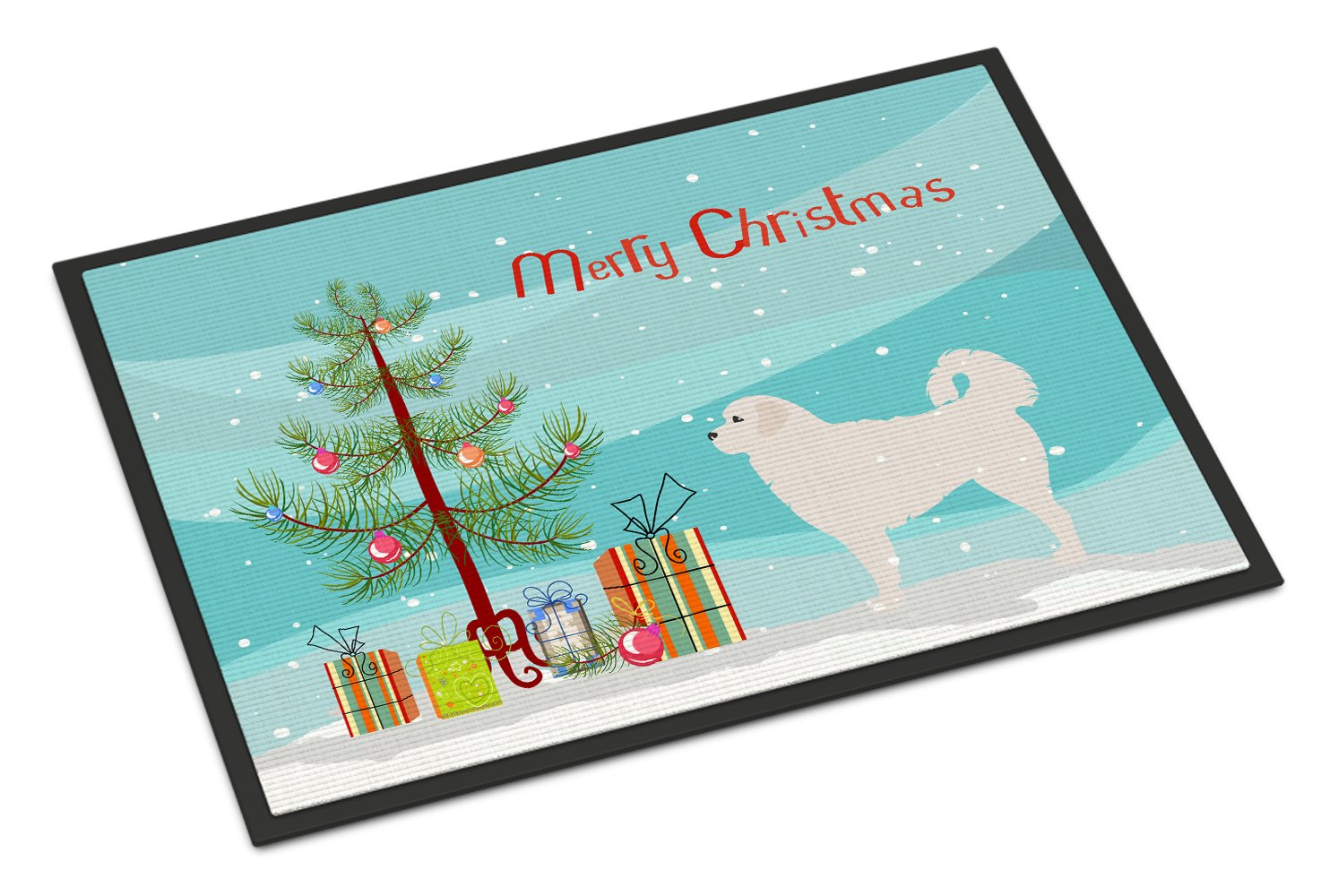 Polish Tatra Sheepdog Merry Christmas Tree Indoor or Outdoor Mat 24x36 BB2945JMAT by Caroline's Treasures