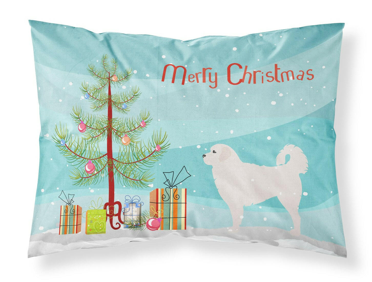 Polish Tatra Sheepdog Merry Christmas Tree Fabric Standard Pillowcase BB2945PILLOWCASE by Caroline's Treasures