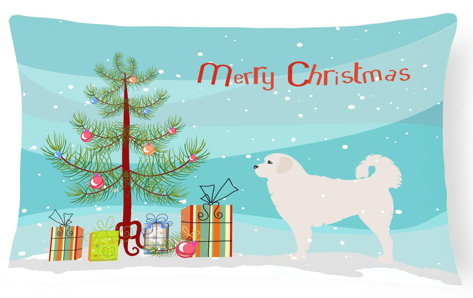 Polish Tatra Sheepdog Merry Christmas Tree Canvas Fabric Decorative Pillow BB2945PW1216 by Caroline's Treasures
