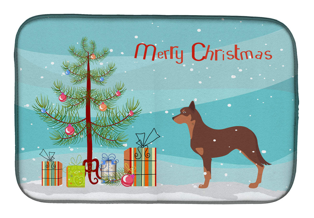 Australian Kelpie Dog Merry Christmas Tree Dish Drying Mat BB2947DDM