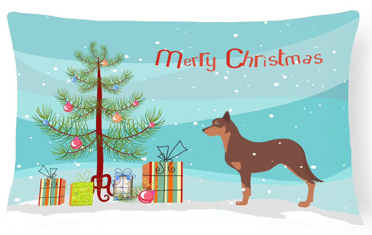 Australian Kelpie Dog Merry Christmas Tree Canvas Fabric Decorative Pillow BB2947PW1216 by Caroline&#39;s Treasures
