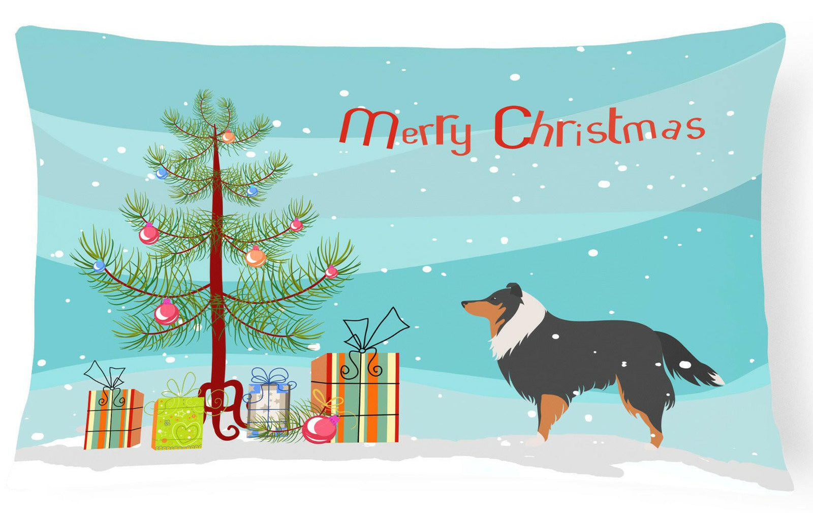 Sheltie/Shetland Sheepdog Merry Christmas Tree Canvas Fabric Decorative Pillow BB2948PW1216 by Caroline's Treasures
