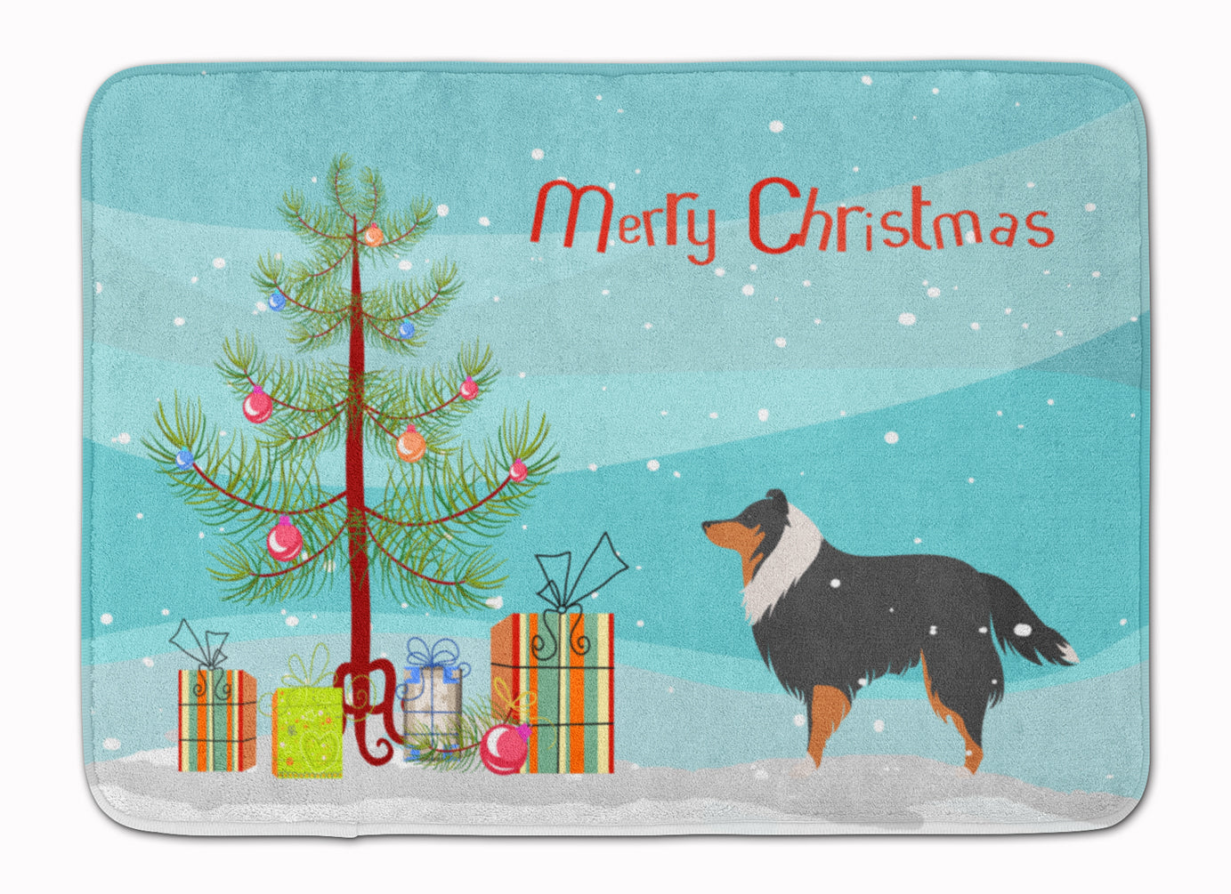 Sheltie/Shetland Sheepdog Merry Christmas Tree Machine Washable Memory Foam Mat BB2948RUG - the-store.com