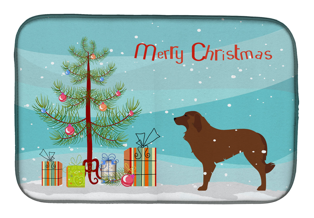 Portuguese Sheepdog Dog Merry Christmas Tree Dish Drying Mat BB2949DDM