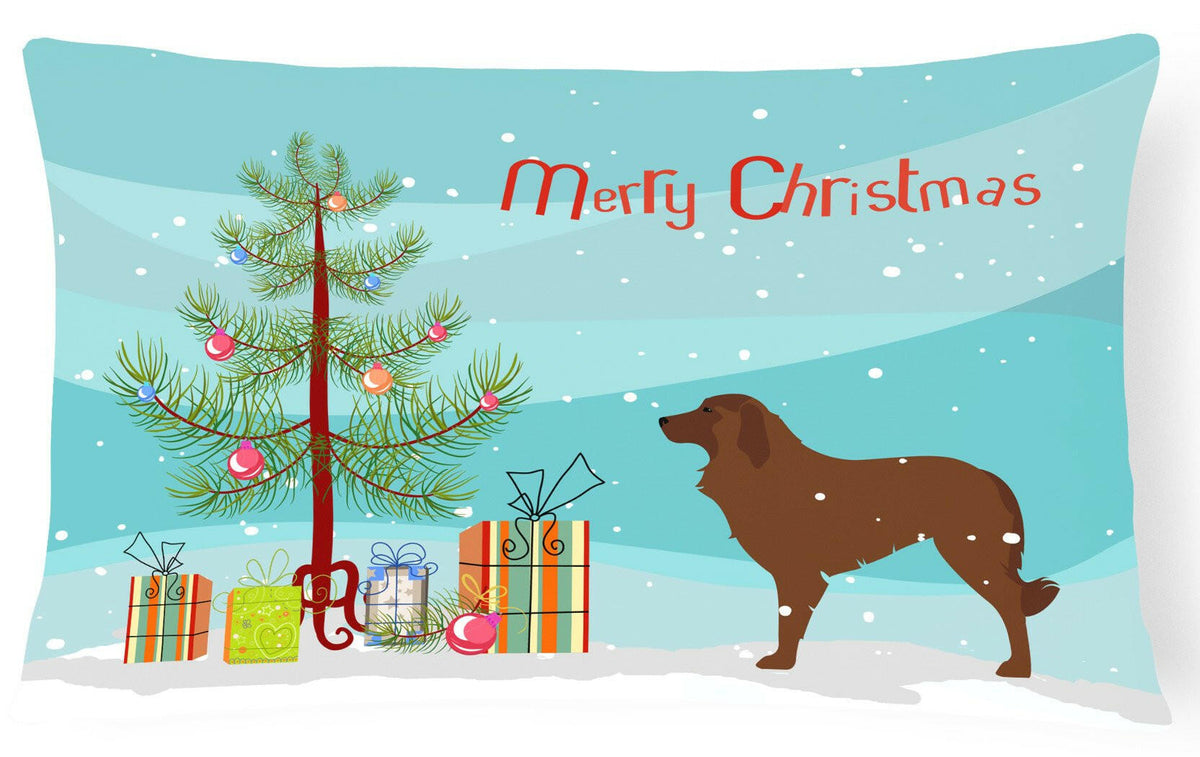 Portuguese Sheepdog Dog Merry Christmas Tree Canvas Fabric Decorative Pillow BB2949PW1216 by Caroline&#39;s Treasures