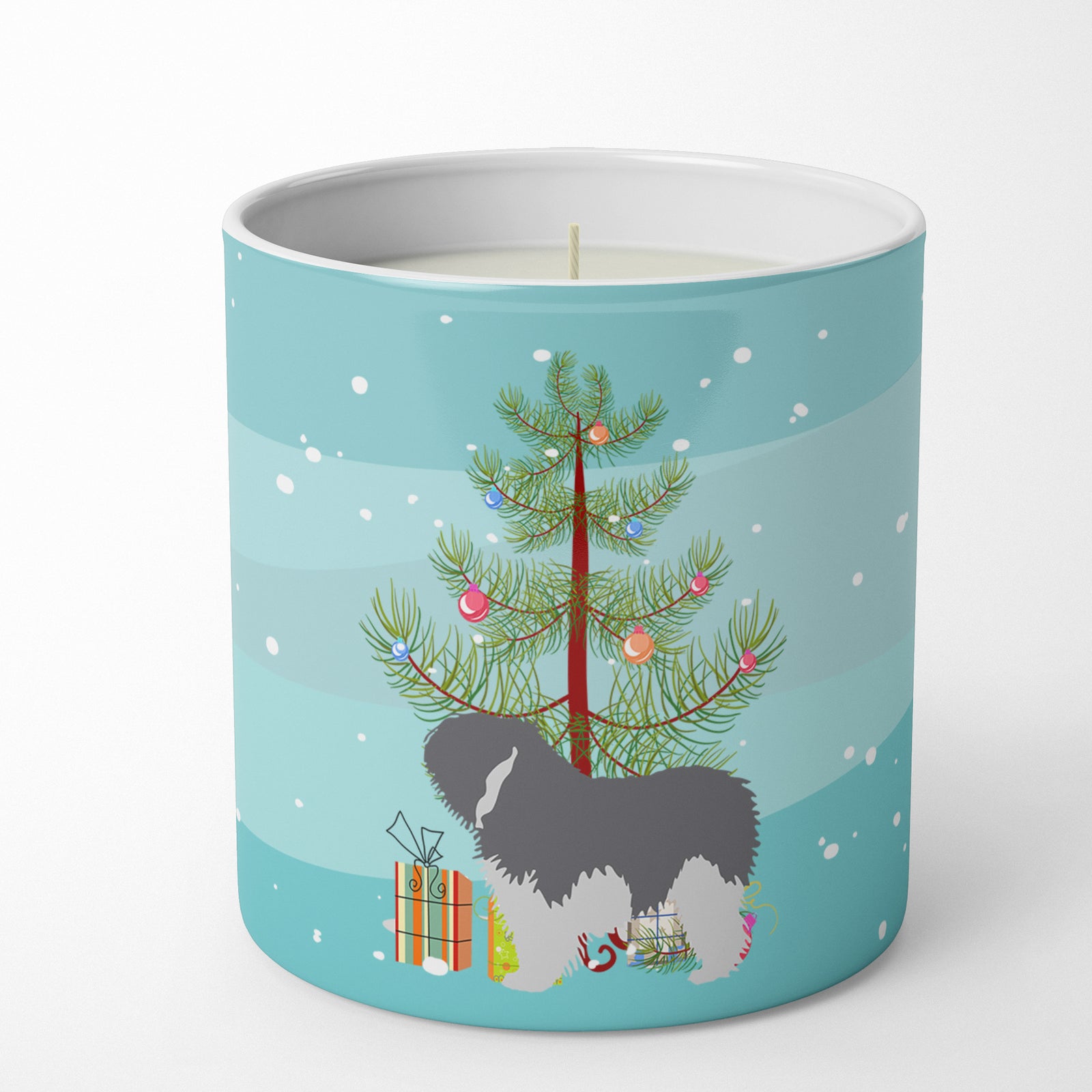 Caroline's Treasures Polish Lowland Sheepdog Dog Merry Christmas Tree 10 oz Decorative Soy Candle