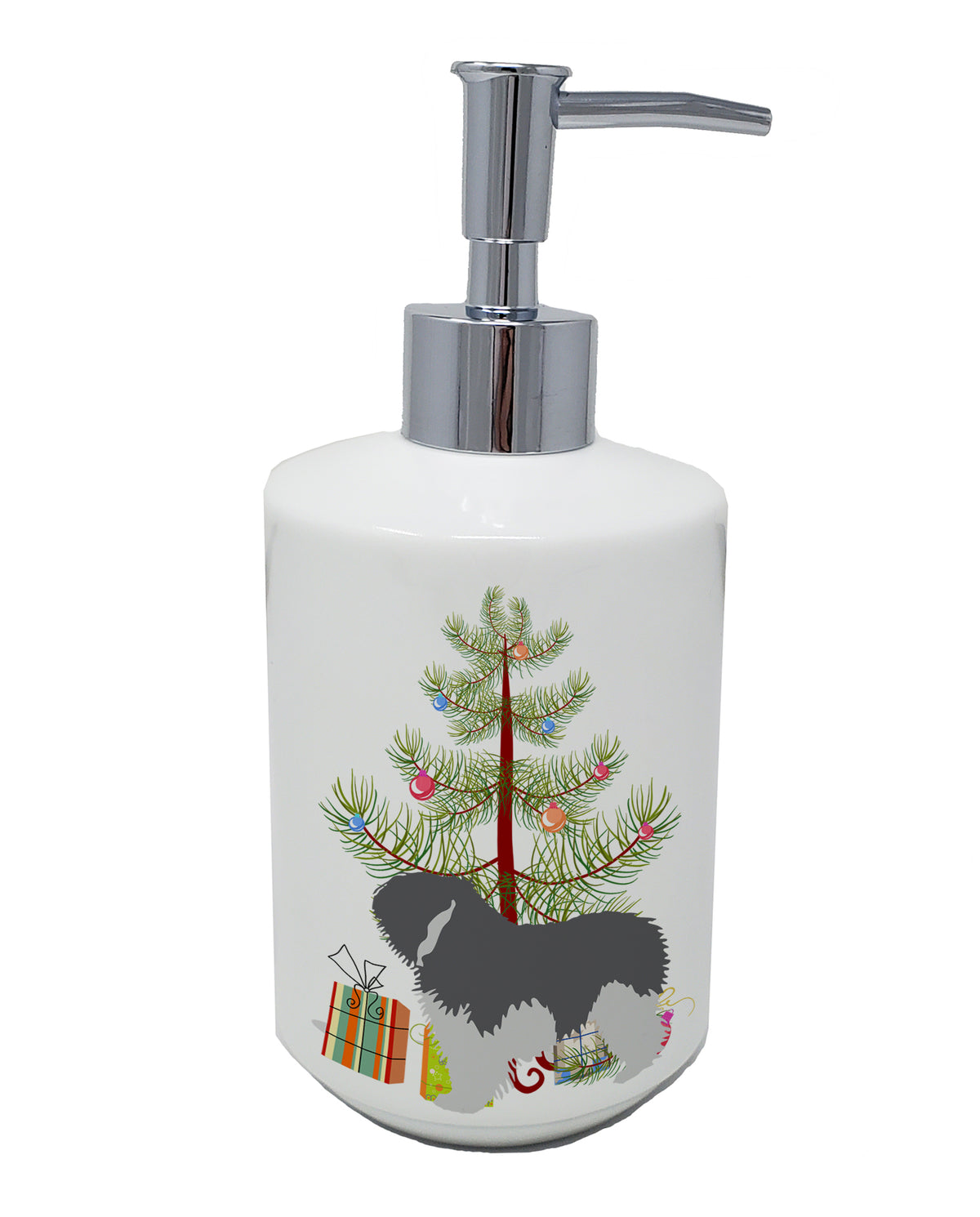 Buy this Polish Lowland Sheepdog Dog Merry Christmas Tree Ceramic Soap Dispenser