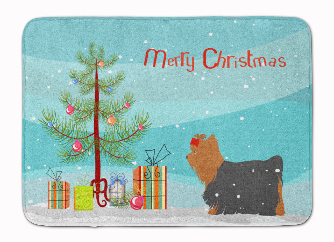 Yorkshire Terrier Yorkie Merry Christmas Tree Machine Washable Memory Foam Mat BB2952RUG - the-store.com