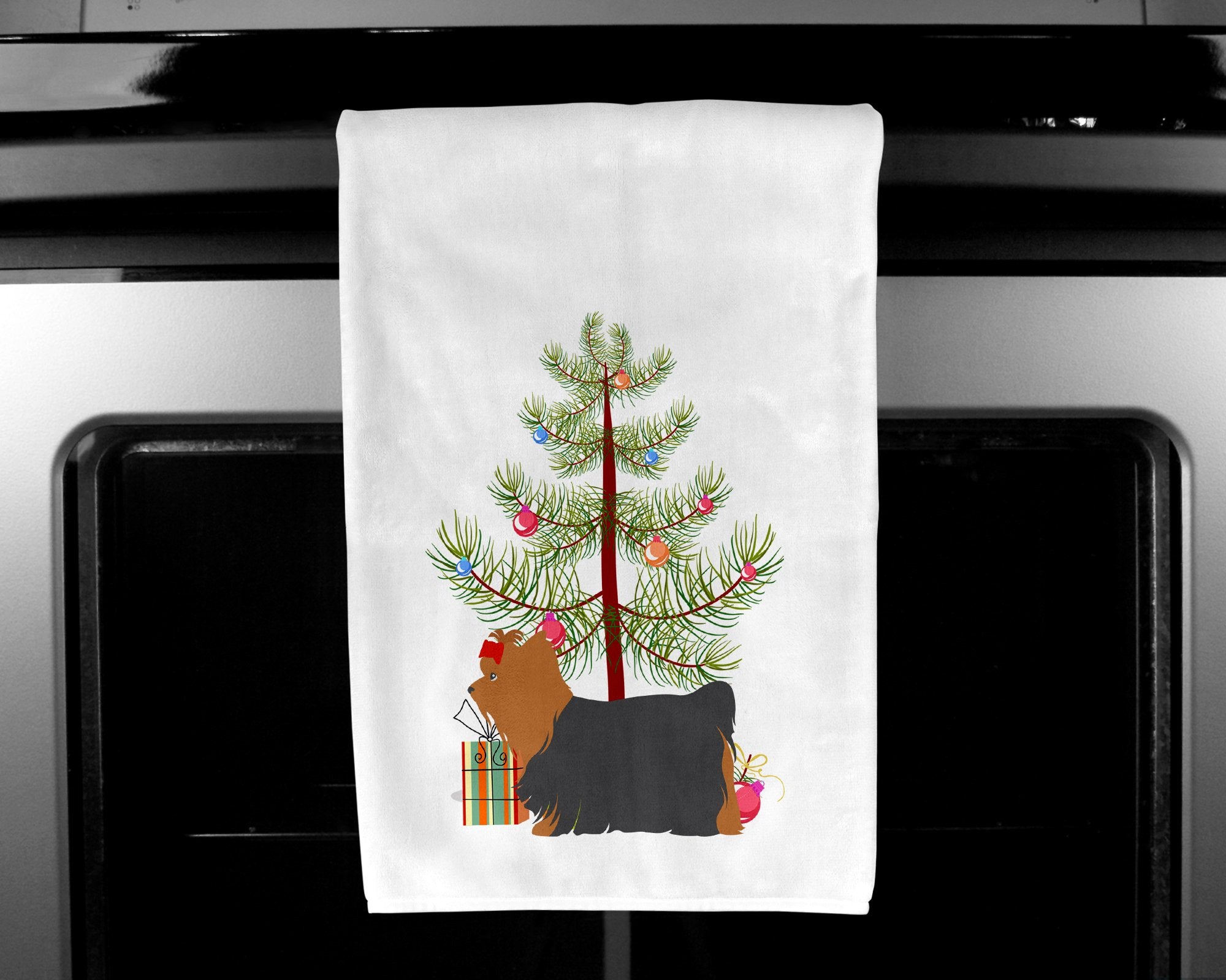 Yorkshire Terrier Yorkie Merry Christmas Tree White Kitchen Towel Set of 2 BB2952WTKT by Caroline's Treasures