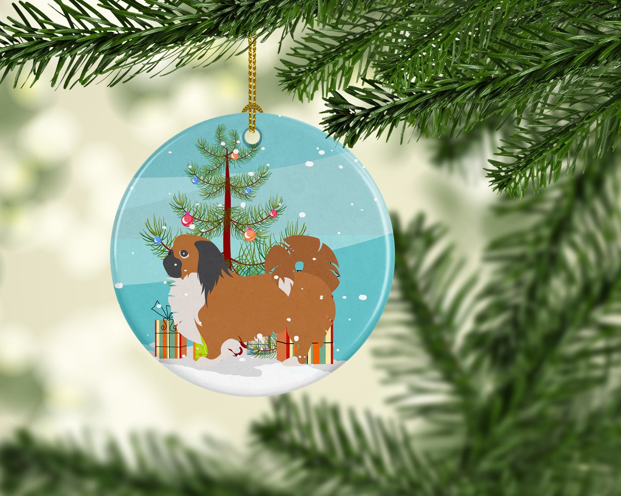 Pekingese Merry Christmas Tree Ceramic Ornament BB2956CO1 by Caroline's Treasures