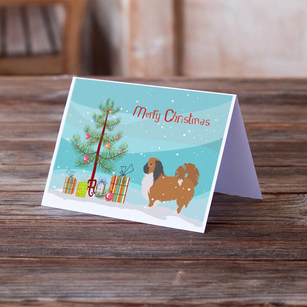 Pekingese Merry Christmas Tree Greeting Cards and Envelopes Pack of 8 - the-store.com