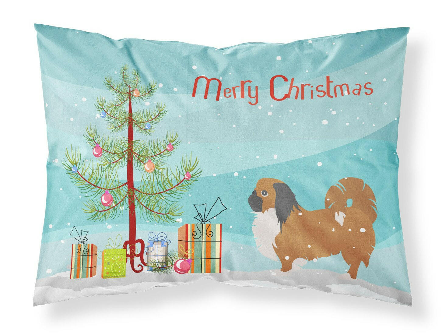Pekingese Merry Christmas Tree Fabric Standard Pillowcase BB2956PILLOWCASE by Caroline's Treasures
