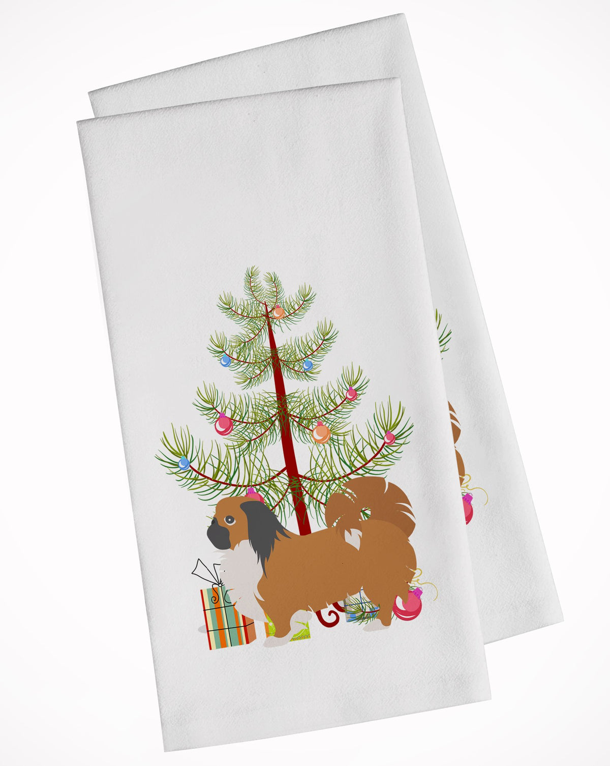 Pekingese Merry Christmas Tree White Kitchen Towel Set of 2 BB2956WTKT by Caroline&#39;s Treasures