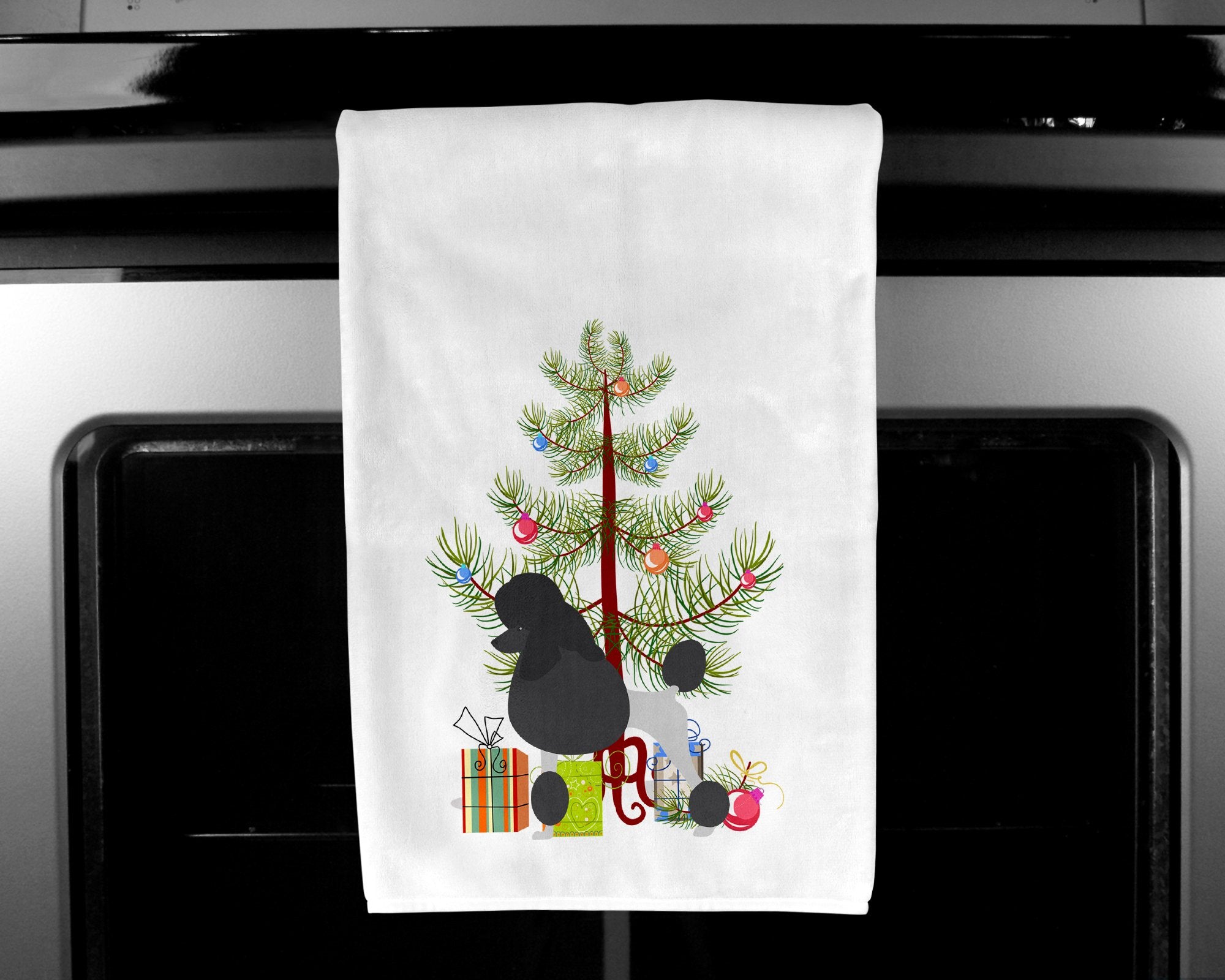 Poodle Merry Christmas Tree White Kitchen Towel Set of 2 BB2957WTKT by Caroline's Treasures