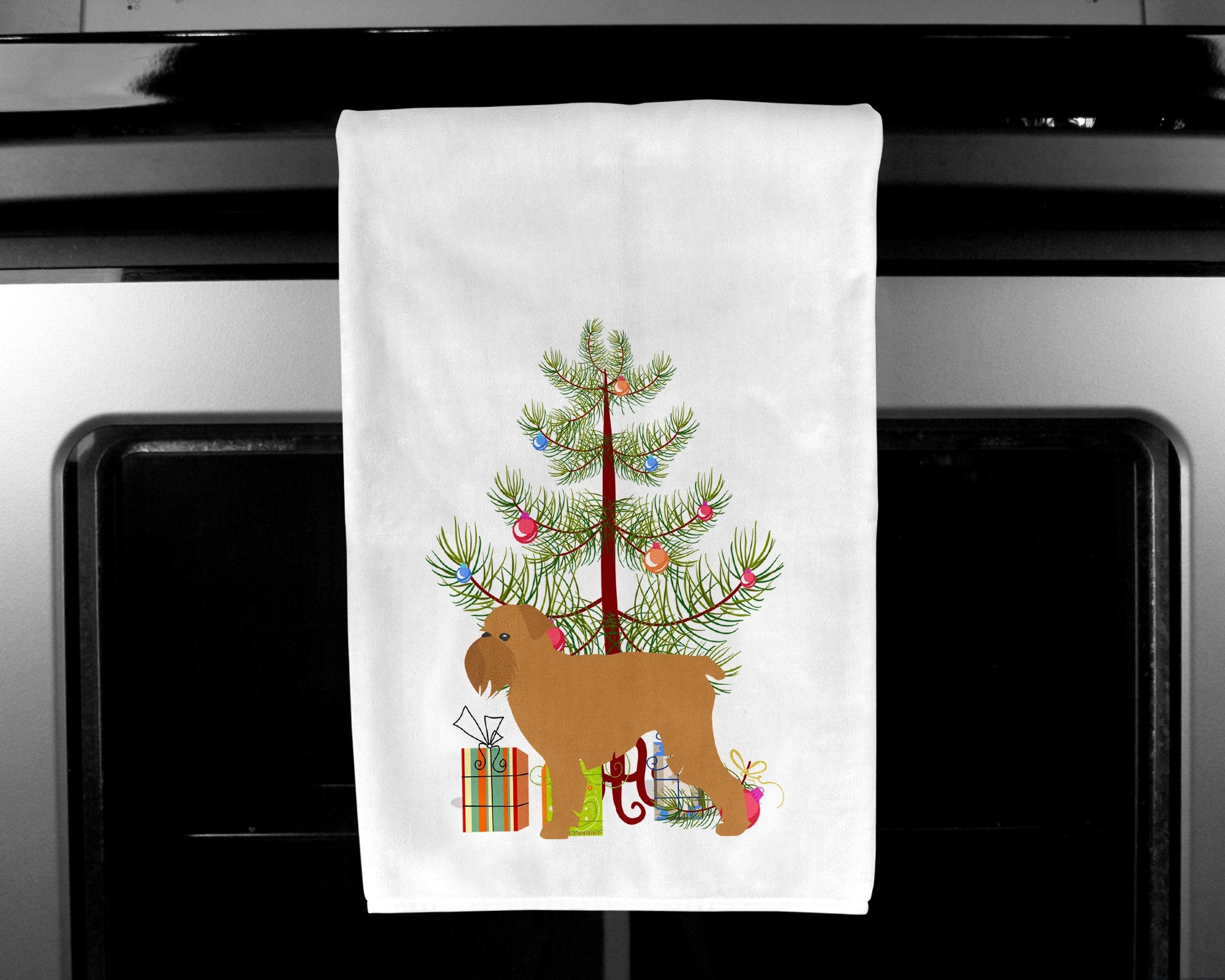 Brussels Griffon Merry Christmas Tree White Kitchen Towel Set of 2 BB2958WTKT by Caroline's Treasures