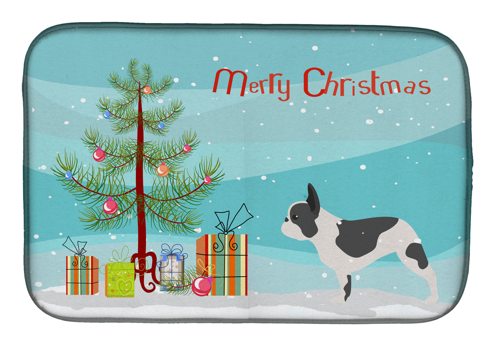 French Bulldog Merry Christmas Tree Dish Drying Mat BB2959DDM
