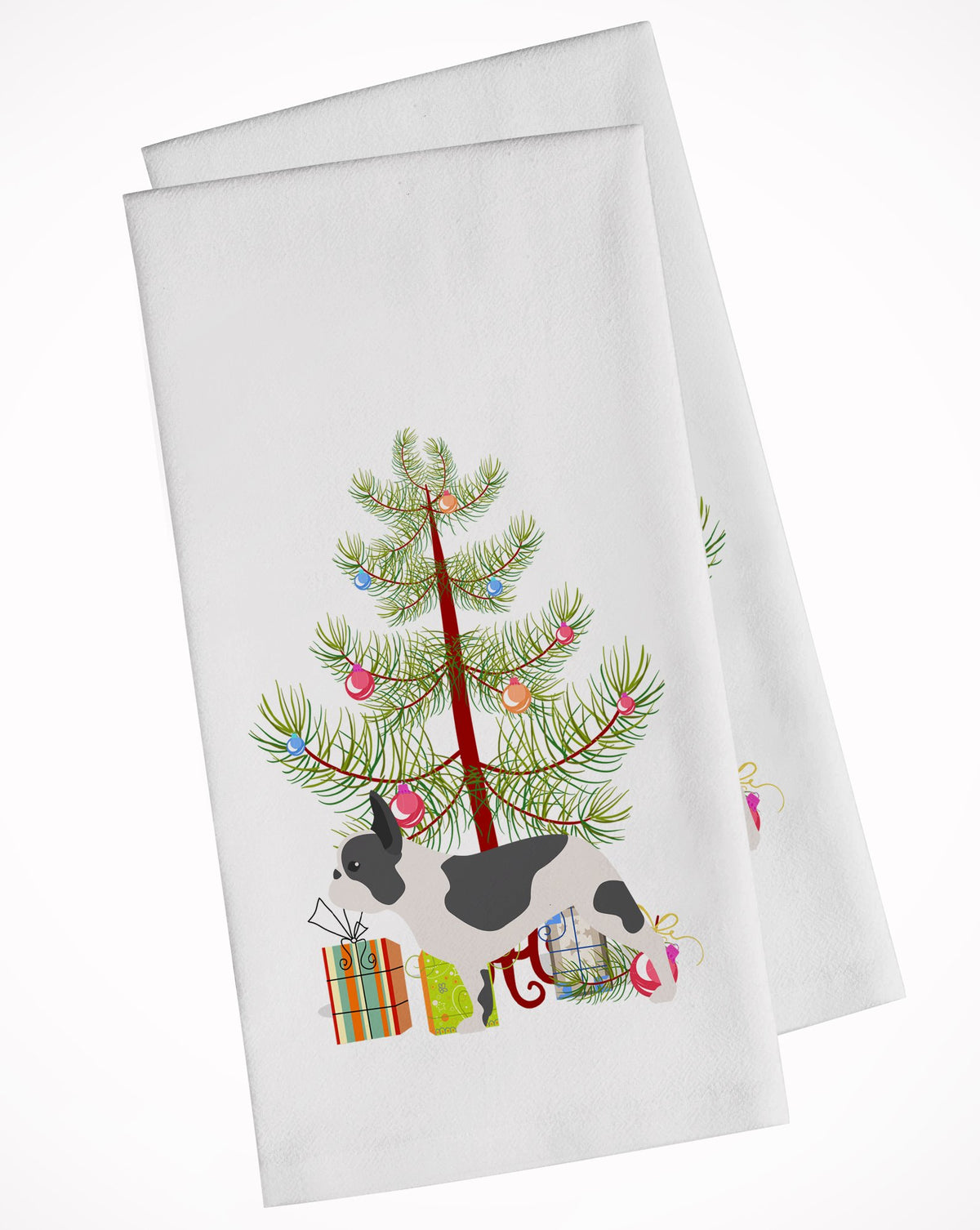 French Bulldog Merry Christmas Tree White Kitchen Towel Set of 2 BB2959WTKT by Caroline&#39;s Treasures