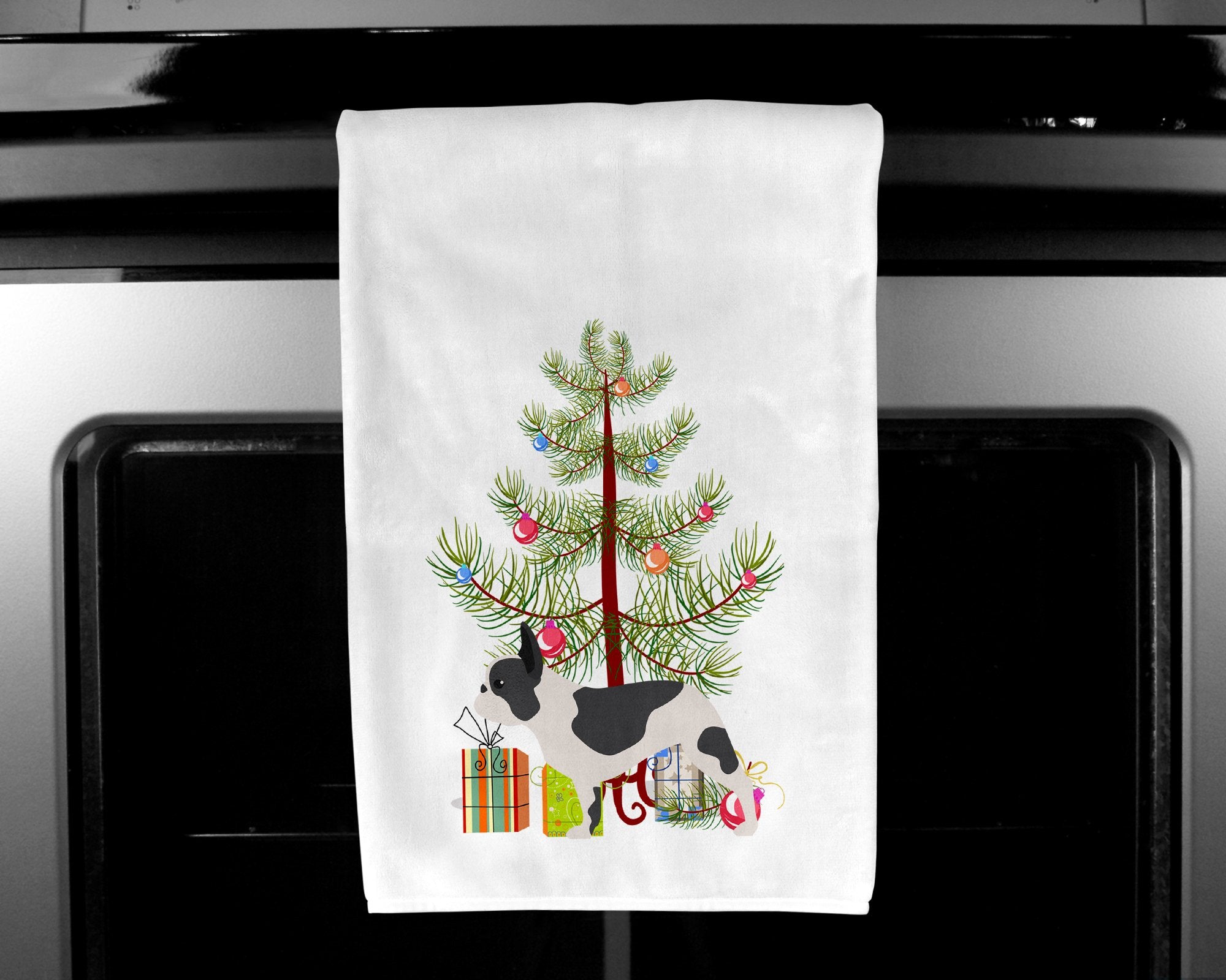 French Bulldog Merry Christmas Tree White Kitchen Towel Set of 2 BB2959WTKT by Caroline's Treasures