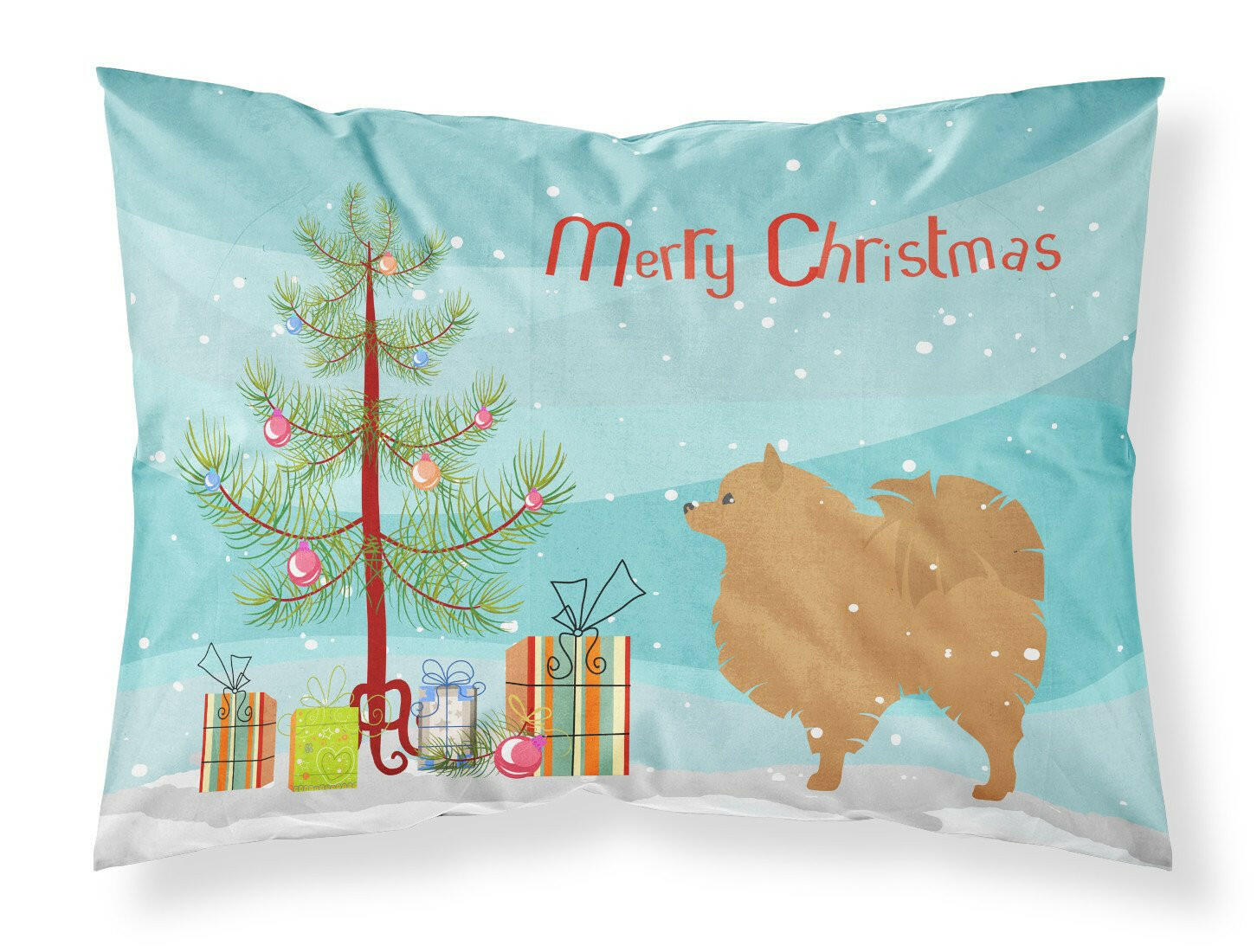Pomeranian Merry Christmas Tree Fabric Standard Pillowcase BB2960PILLOWCASE by Caroline's Treasures