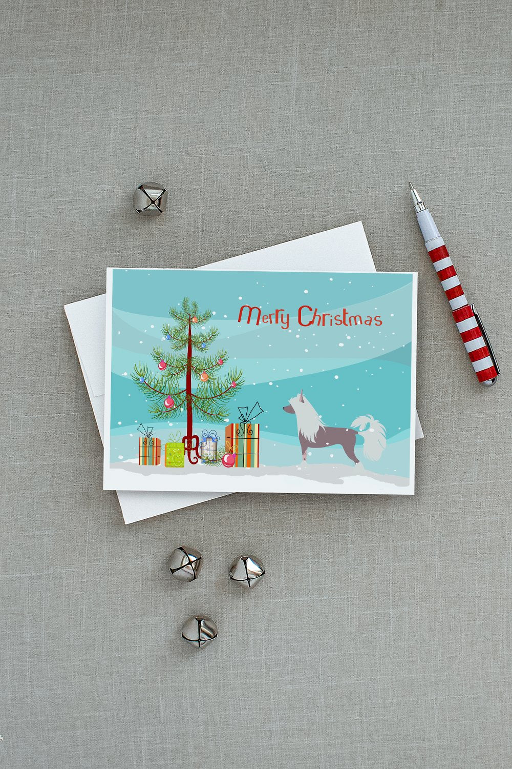 Chinese Crested Merry Christmas Tree Greeting Cards and Envelopes Pack of 8 - the-store.com