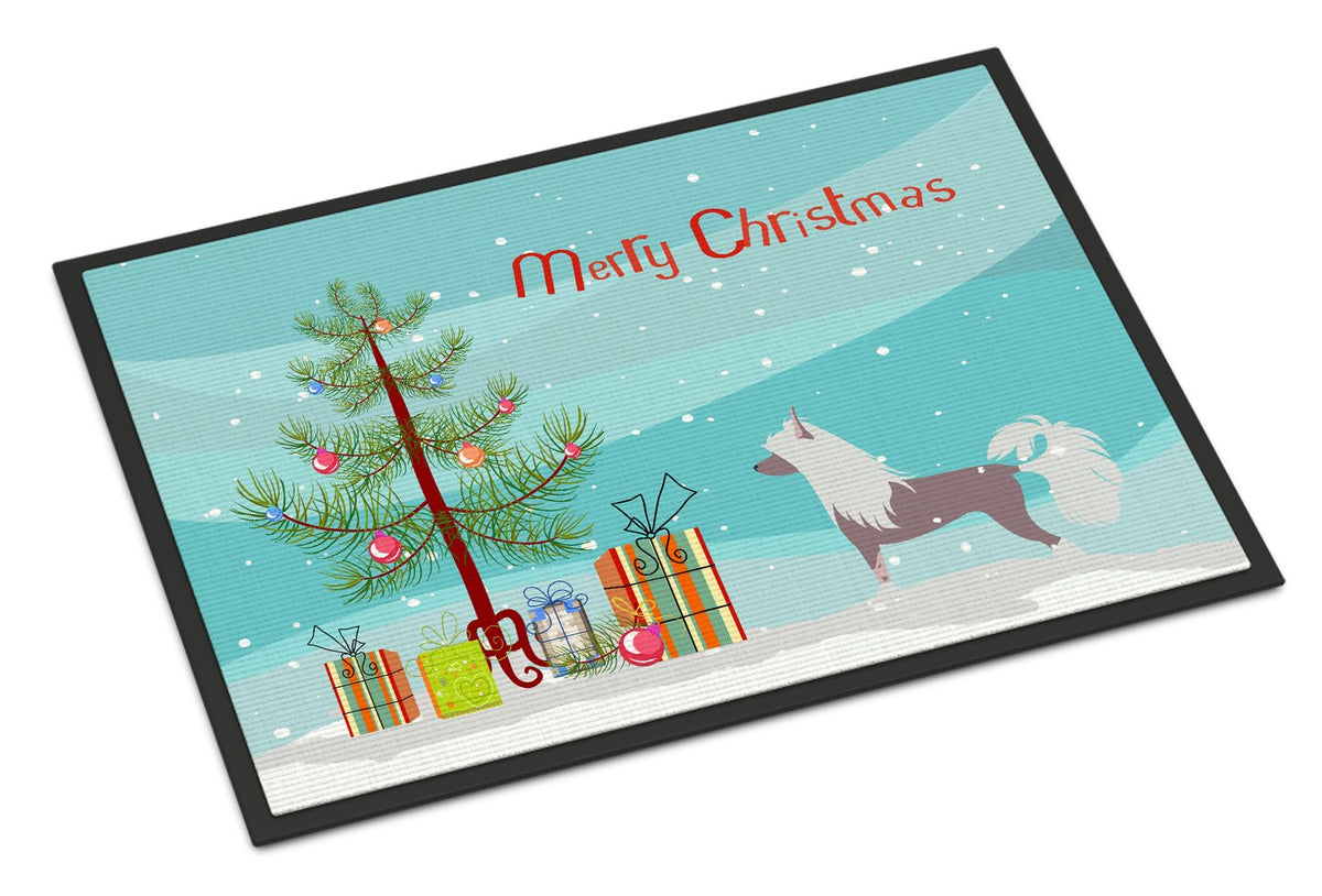 Chinese Crested Merry Christmas Tree Indoor or Outdoor Mat 24x36 BB2961JMAT by Caroline&#39;s Treasures