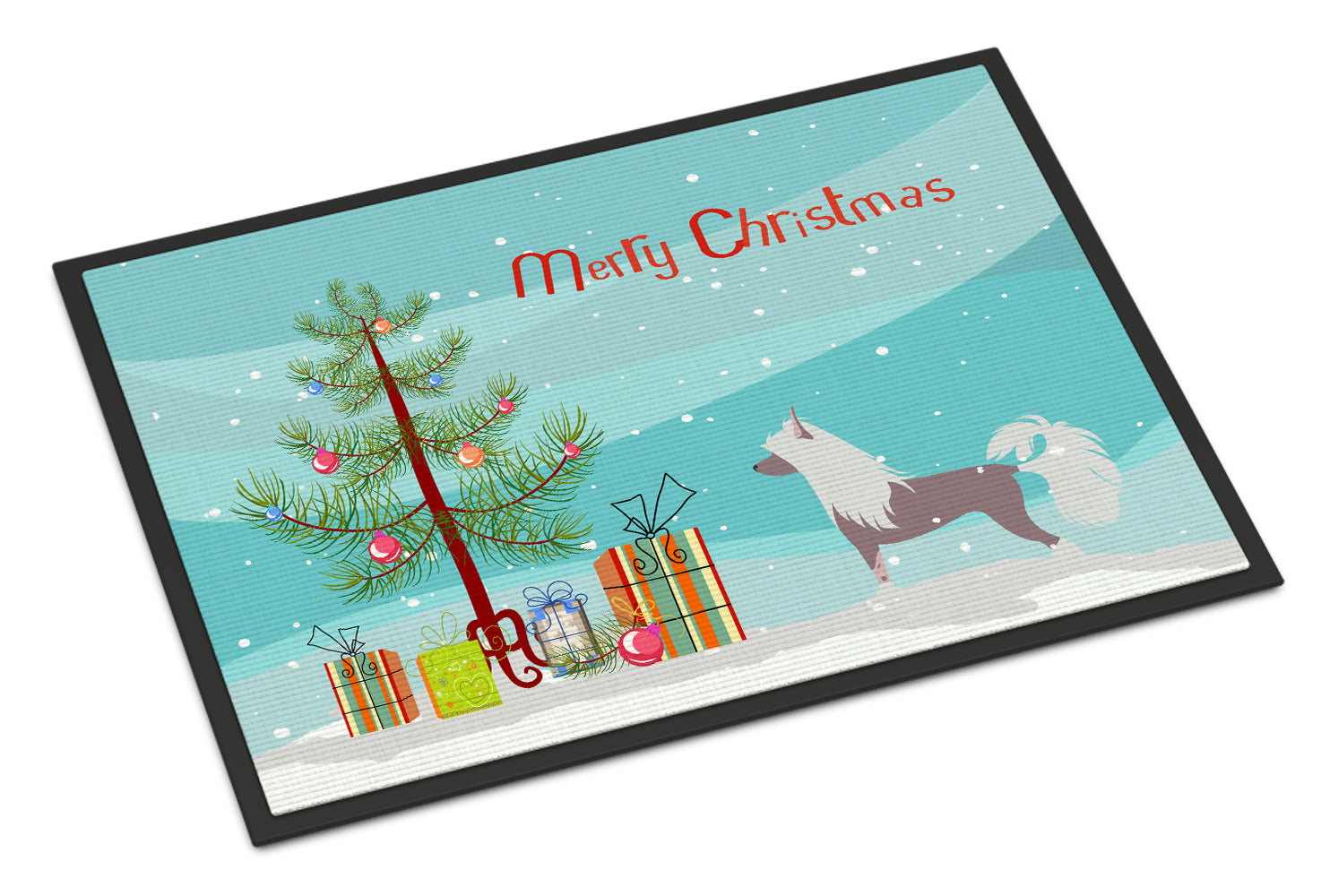 Chinese Crested Merry Christmas Tree Indoor or Outdoor Mat 18x27 BB2961MAT - the-store.com
