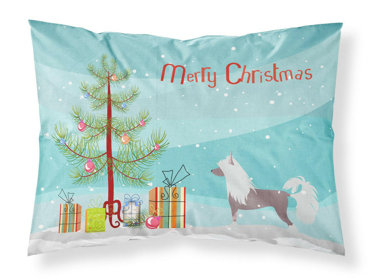 Chinese Crested Merry Christmas Tree Fabric Standard Pillowcase BB2961PILLOWCASE by Caroline&#39;s Treasures
