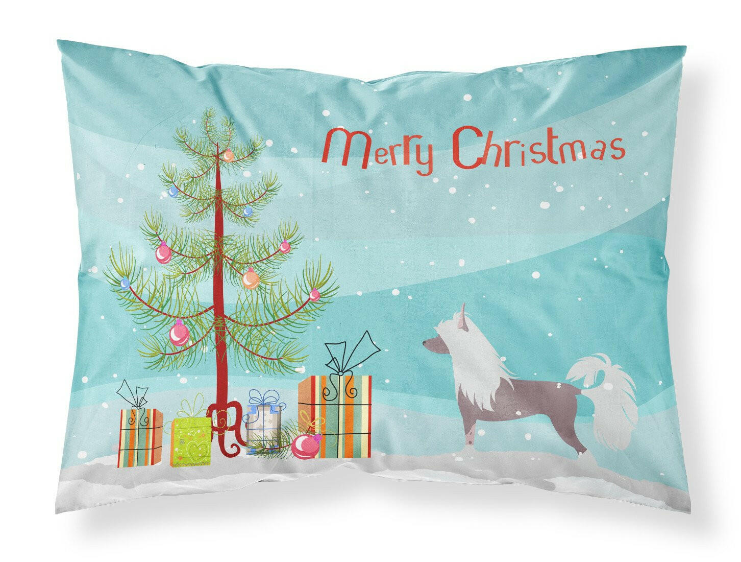 Chinese Crested Merry Christmas Tree Fabric Standard Pillowcase BB2961PILLOWCASE by Caroline's Treasures