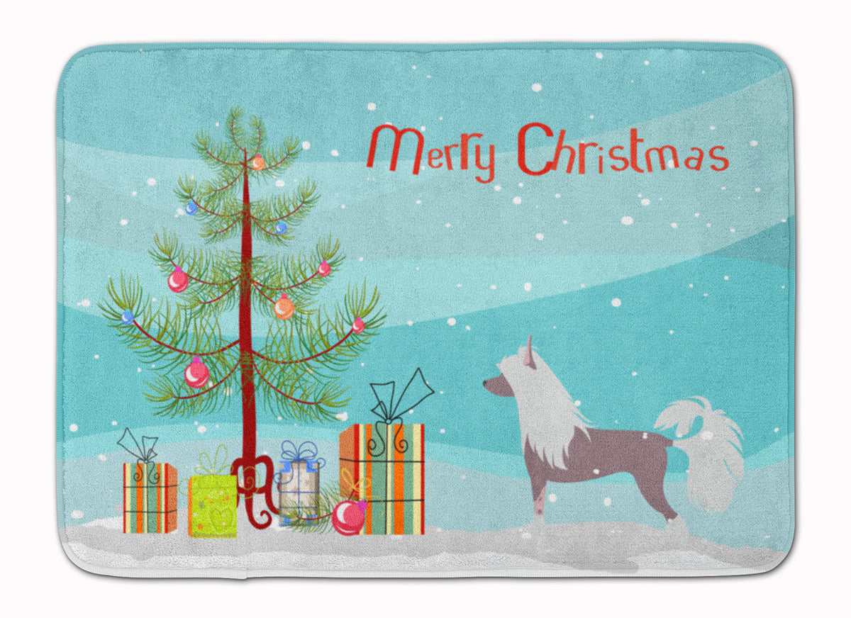 Chinese Crested Merry Christmas Tree Machine Washable Memory Foam Mat BB2961RUG - the-store.com