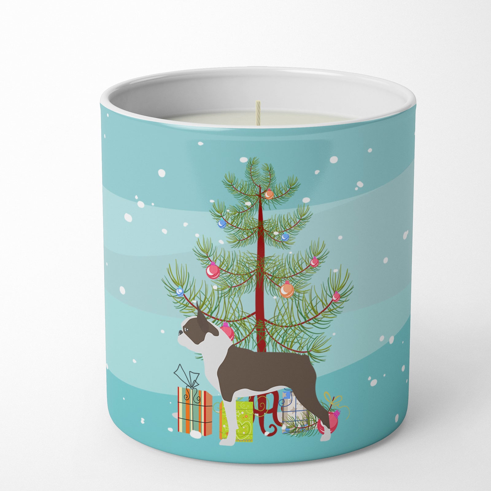 Buy this Boston Terrier Merry Christmas Tree 10 oz Decorative Soy Candle