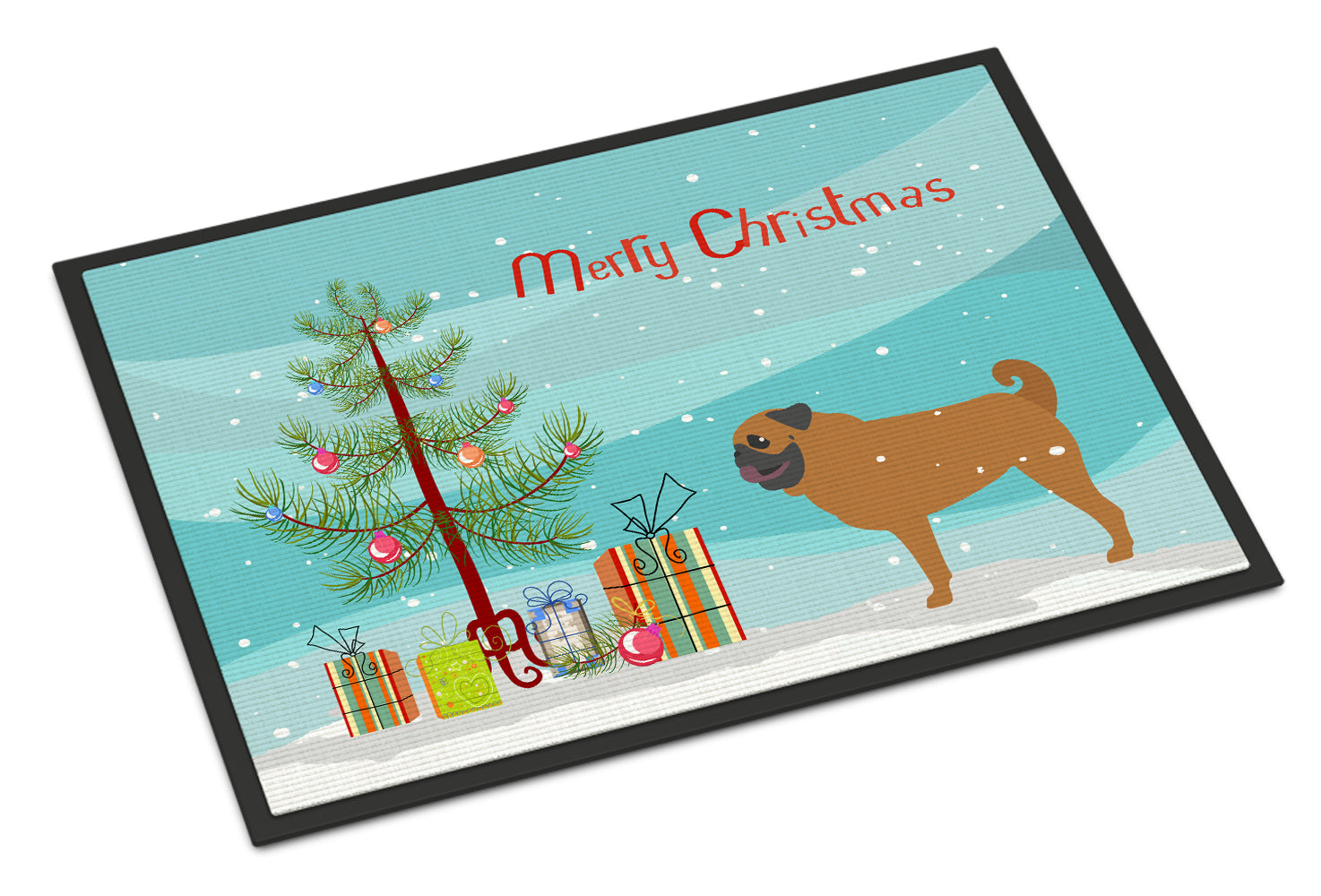 Pug Merry Christmas Tree Indoor or Outdoor Mat 18x27 BB2965MAT - the-store.com