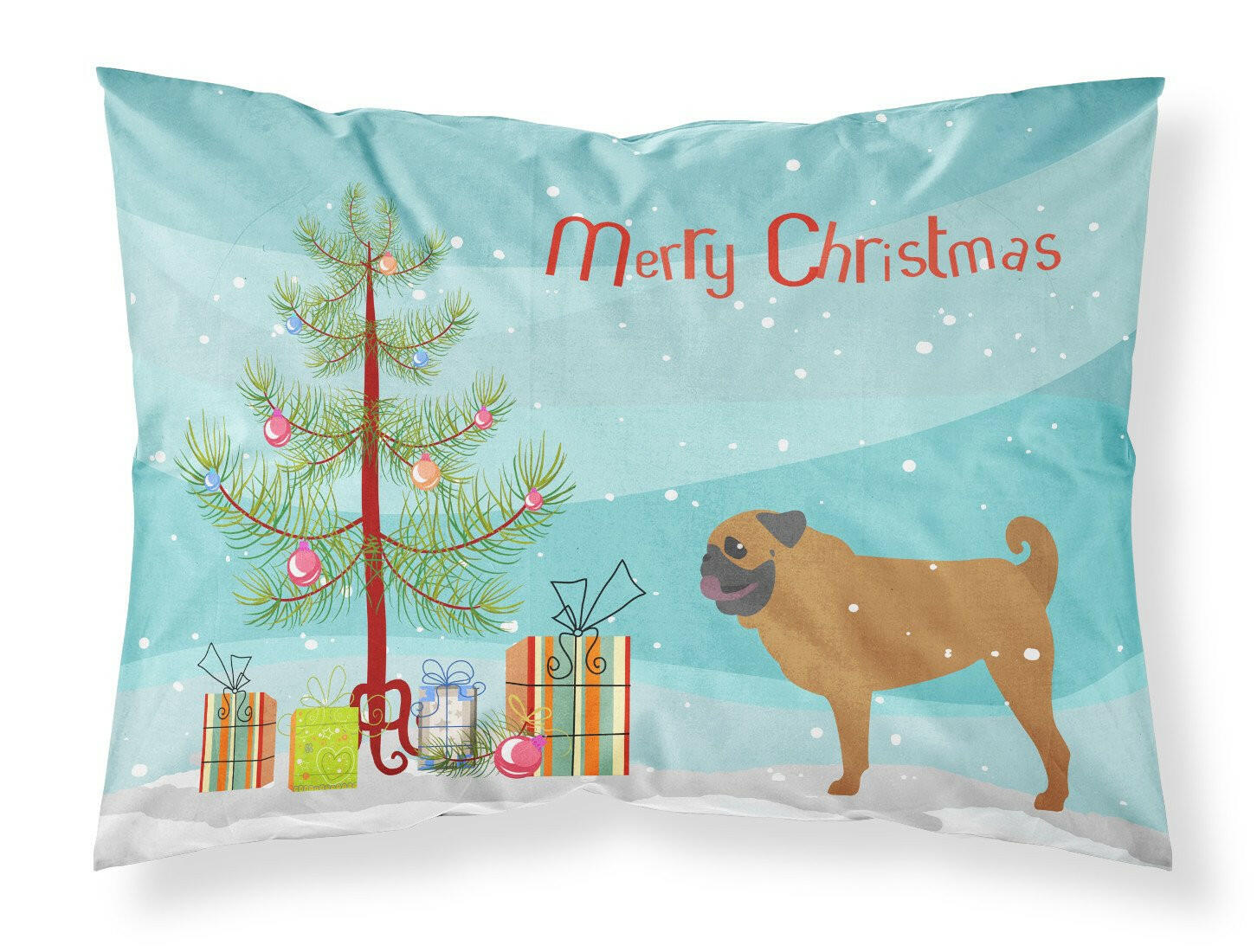 Pug Merry Christmas Tree Fabric Standard Pillowcase BB2965PILLOWCASE by Caroline's Treasures