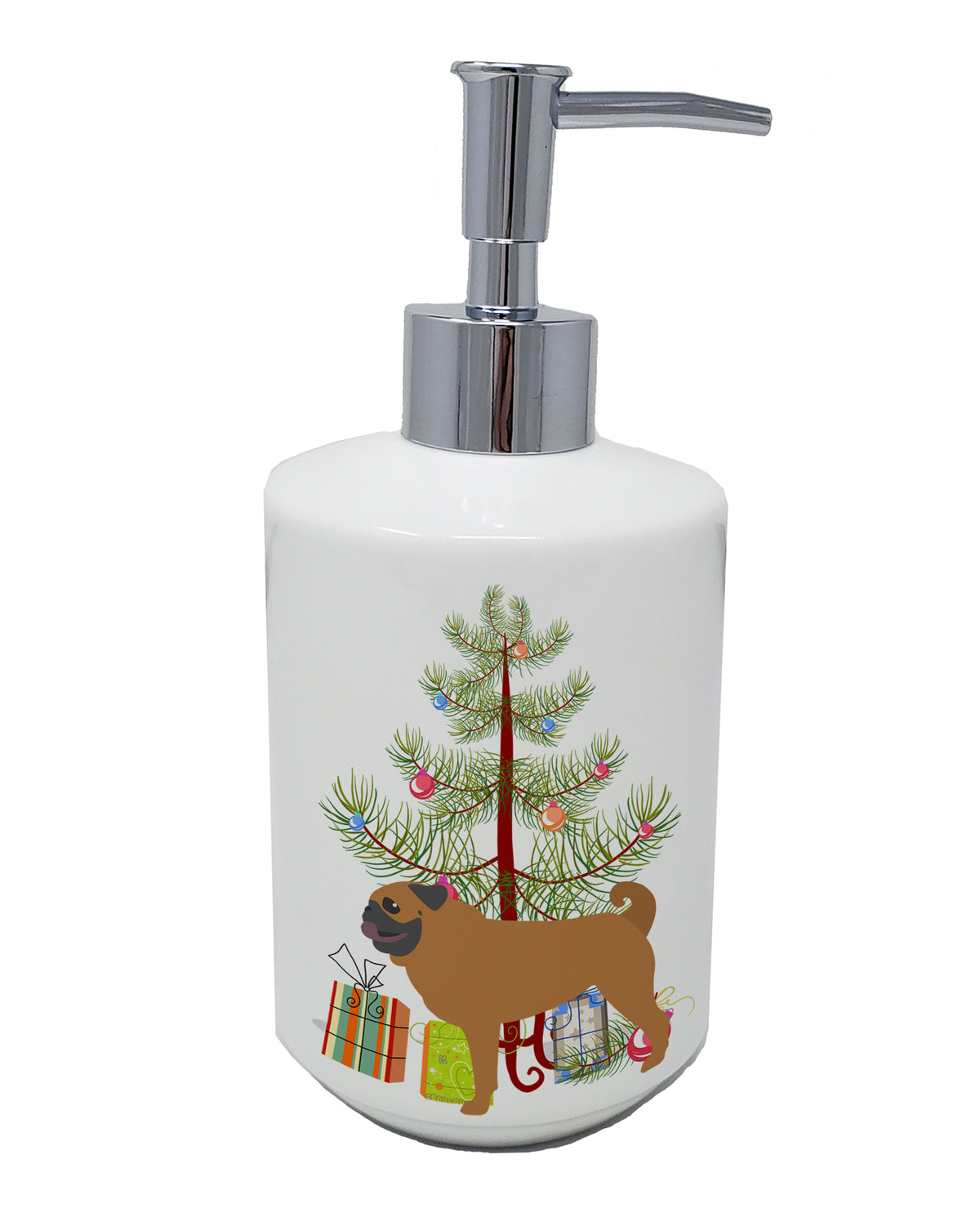 Buy this Pug Merry Christmas Tree Ceramic Soap Dispenser