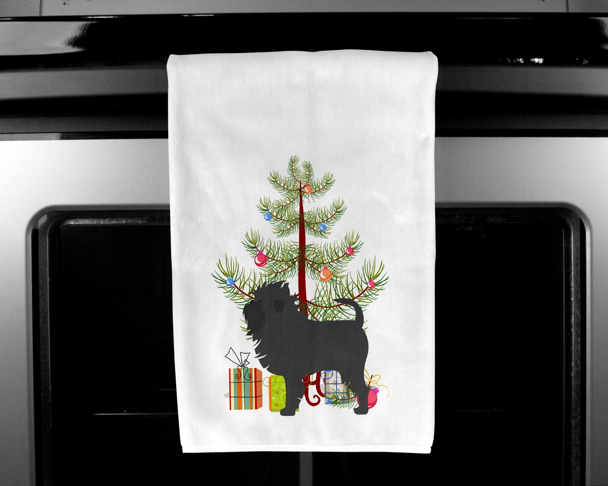 Affenpinscher Merry Christmas Tree White Kitchen Towel Set of 2 BB2966WTKT by Caroline's Treasures