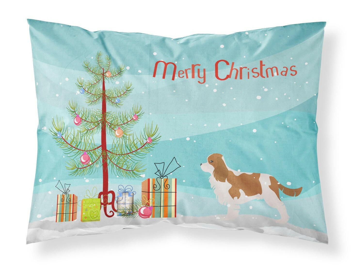 Cavalier King Charles Spaniel Merry Christmas Tree Fabric Standard Pillowcase BB2967PILLOWCASE by Caroline's Treasures