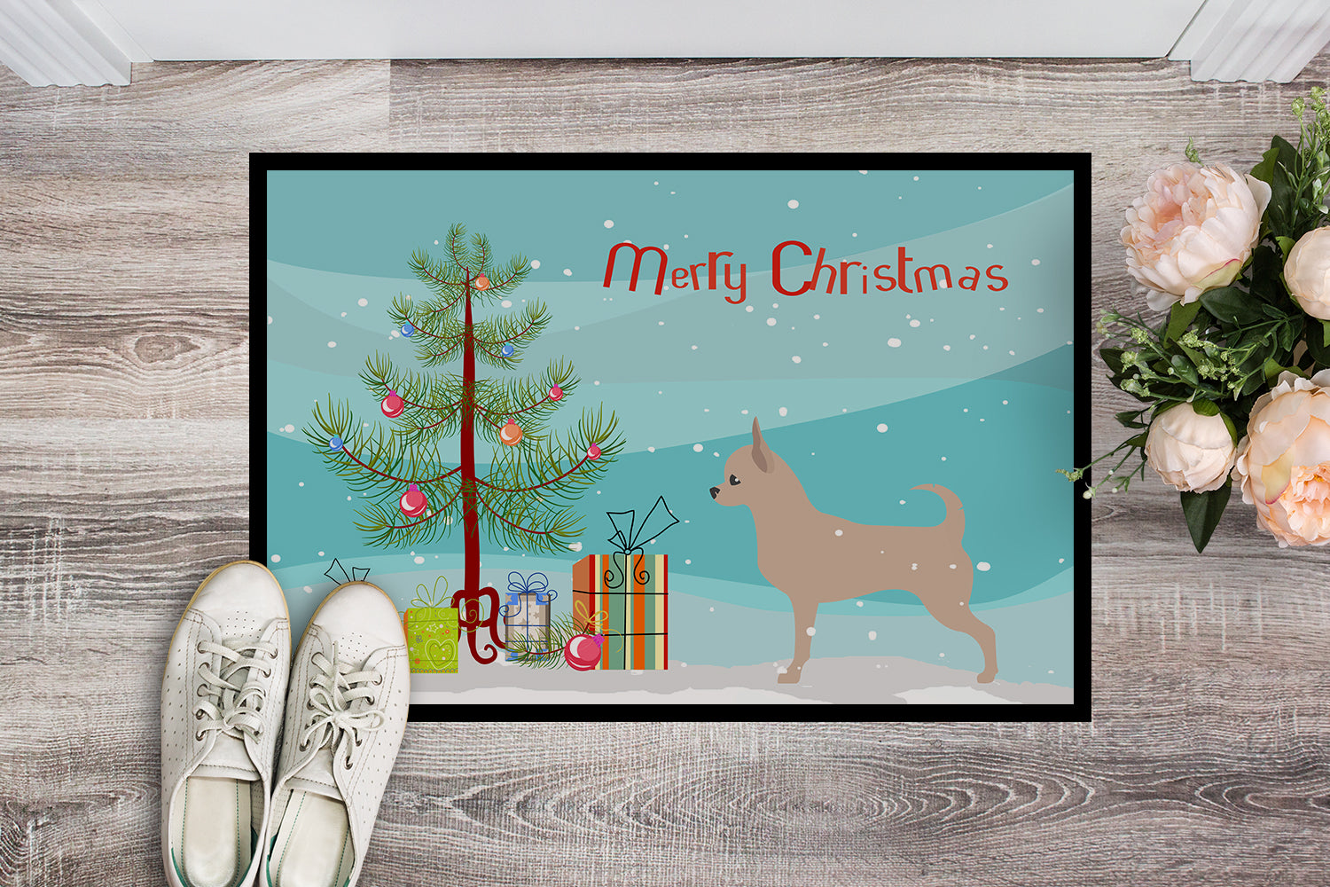 Chihuahua Merry Christmas Tree Indoor or Outdoor Mat 18x27 BB2968MAT - the-store.com