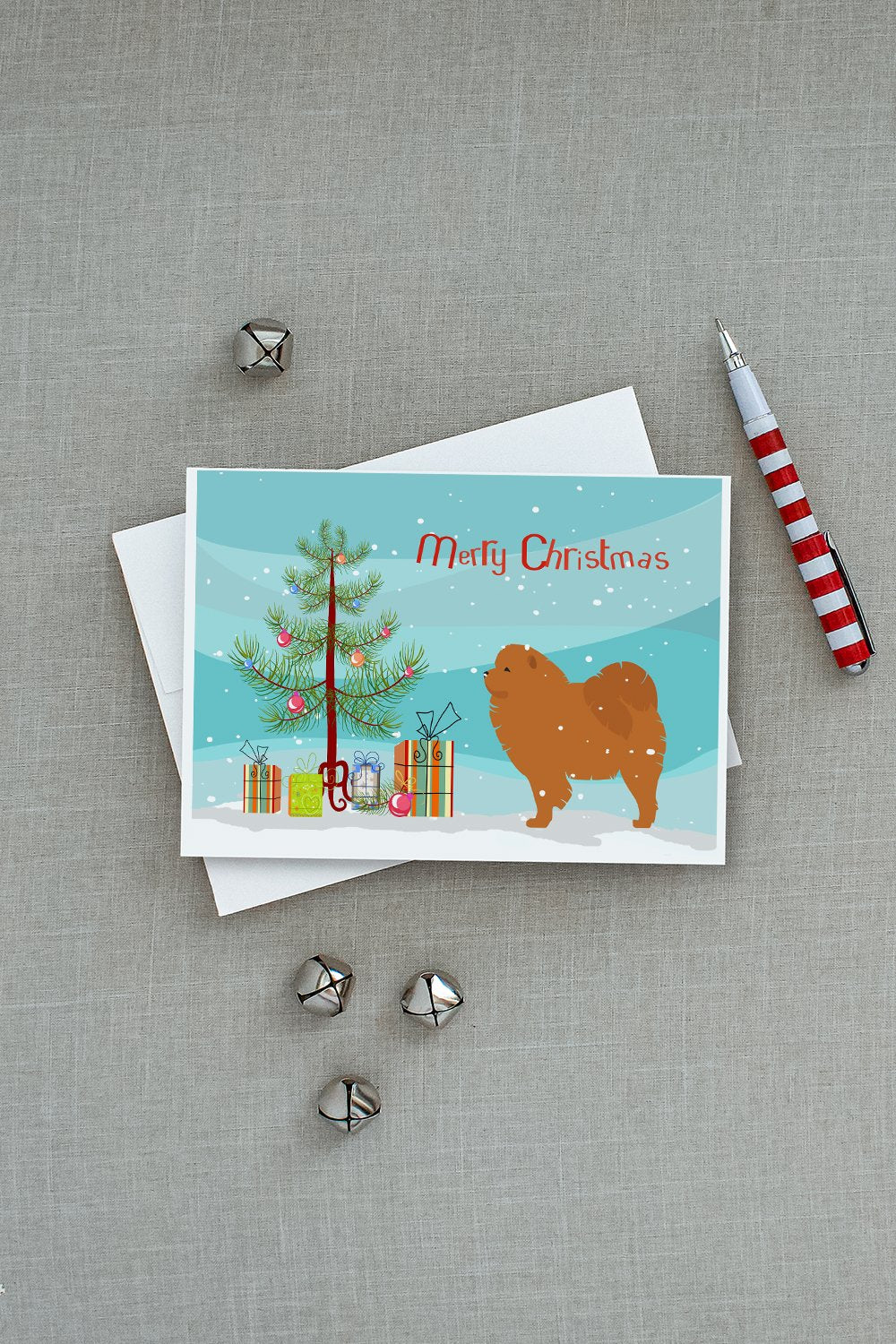 Chow Chow Merry Christmas Tree Greeting Cards and Envelopes Pack of 8 - the-store.com